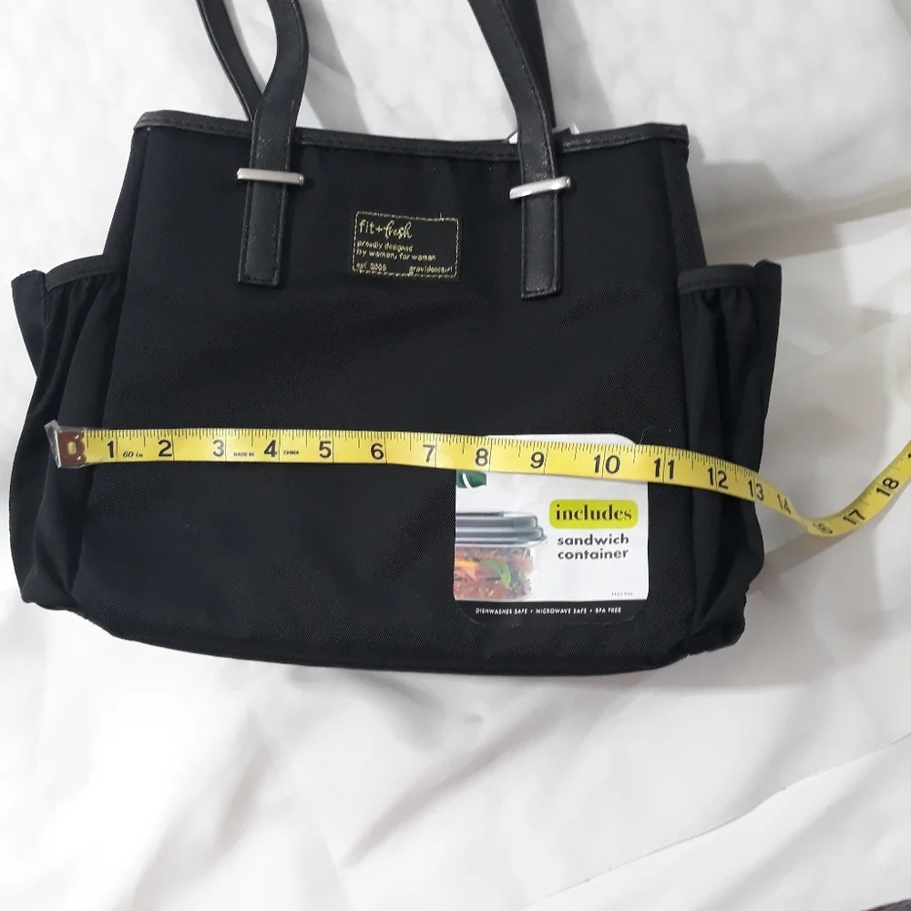 Fit + Fresh Lunch Black Tote Shoulder Bag with Sandwich Container  New with Tag